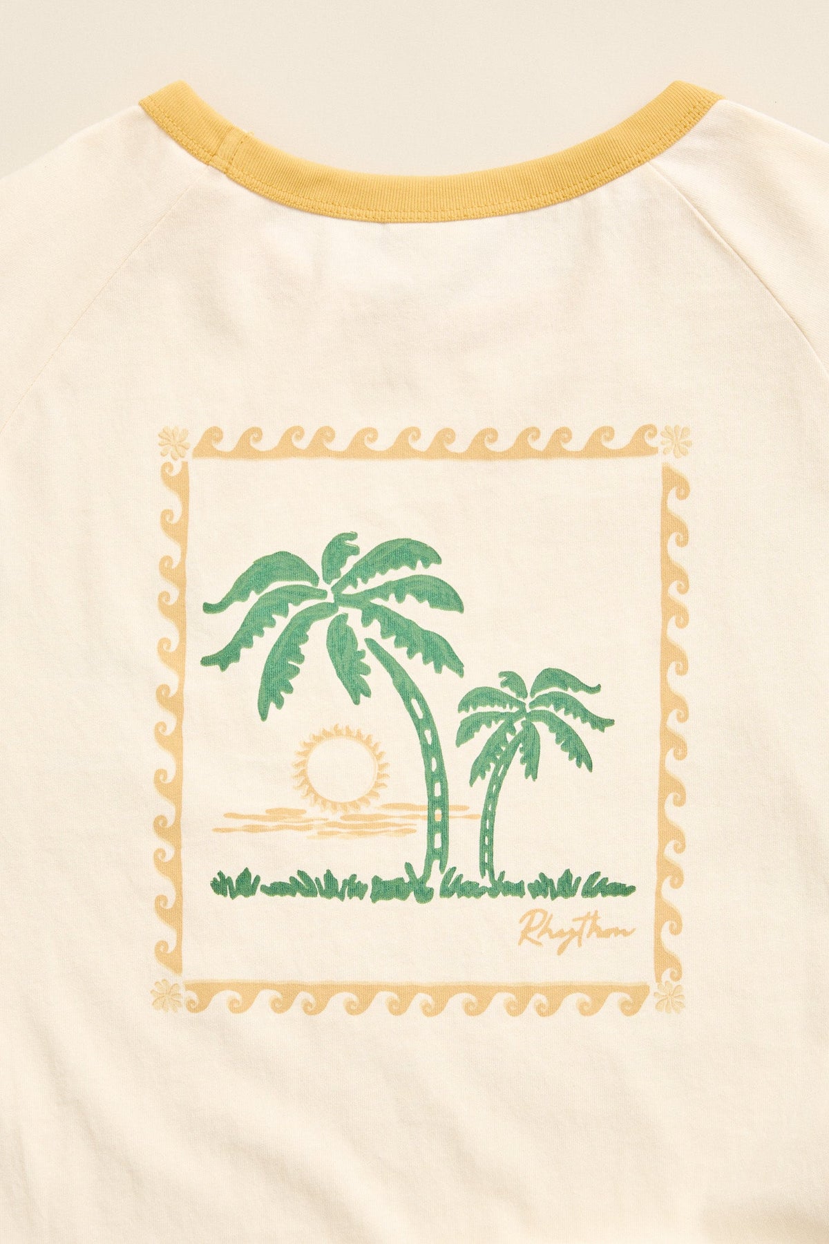 Sunset Palm Ringer Tee Cornsilk Cornsilk - Image 11