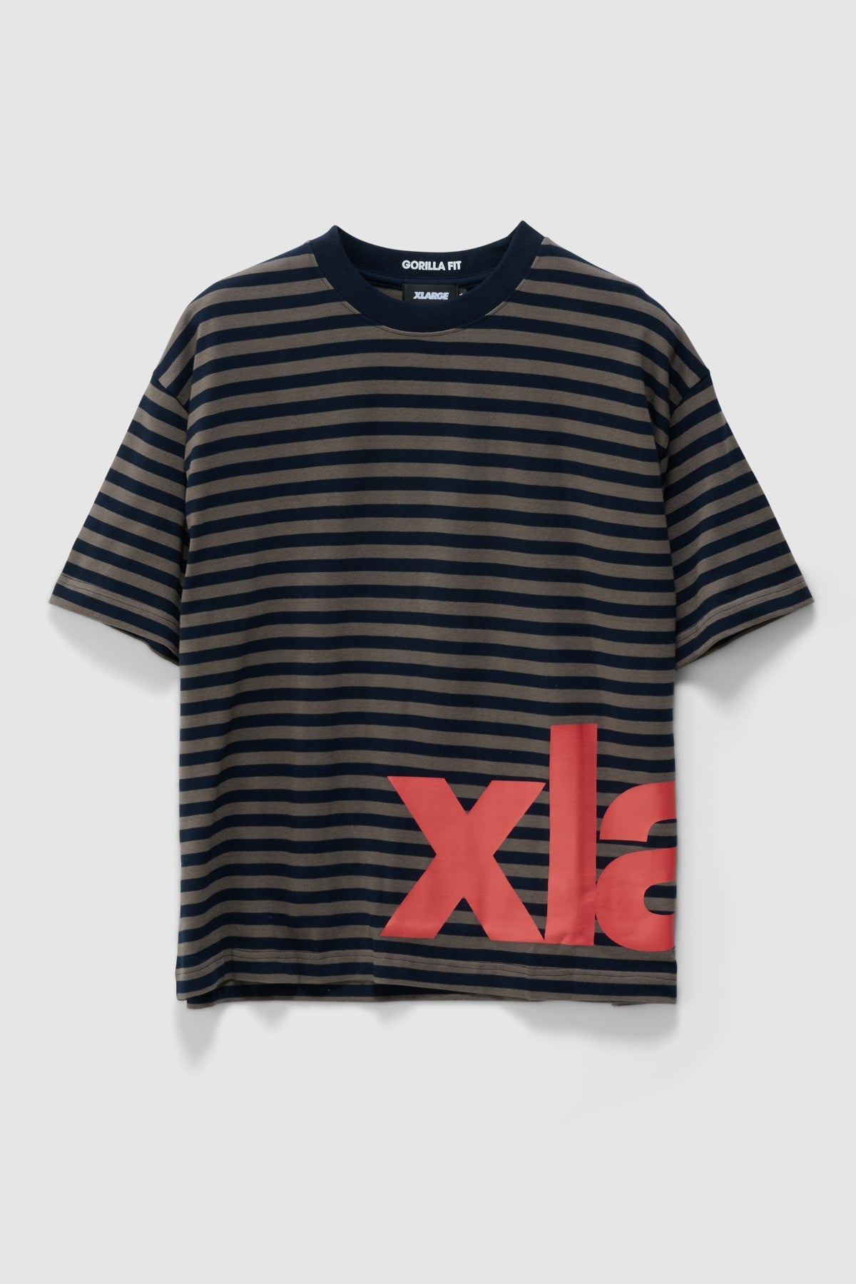 Mens Eli Gorilla Fit T Shirt Mocha / Navy Stripe - Image 1