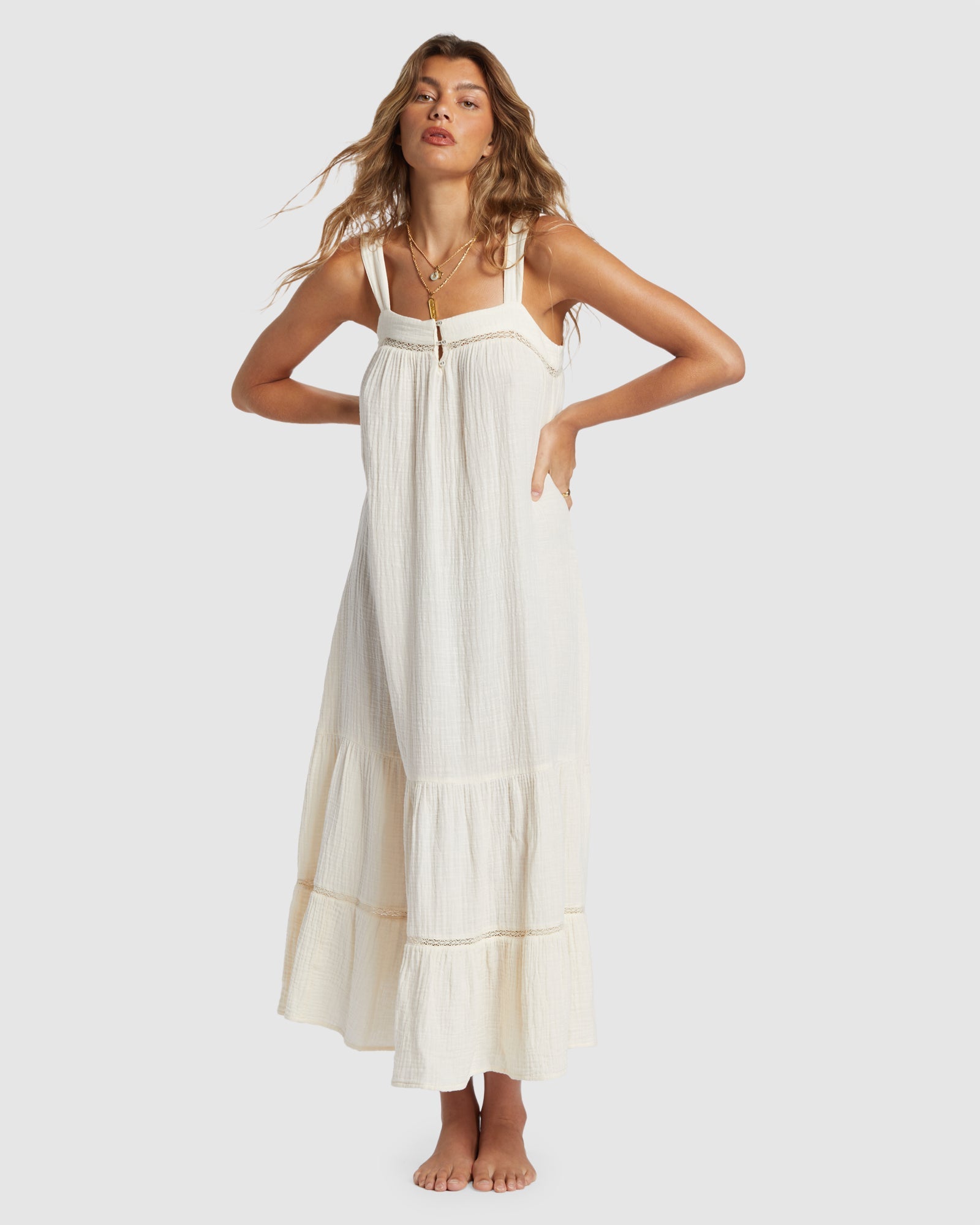 Womens Summers End Maxi Dress White Cap - Image 1