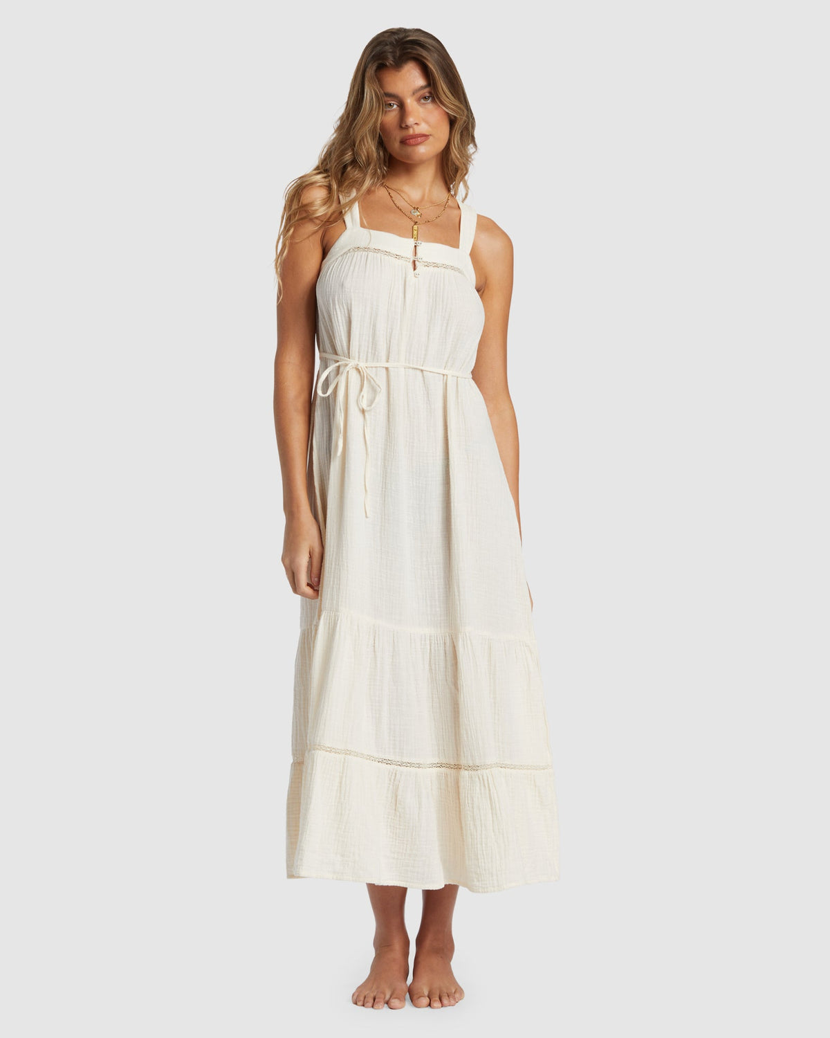 Womens Summers End Maxi Dress White Cap - Image 5