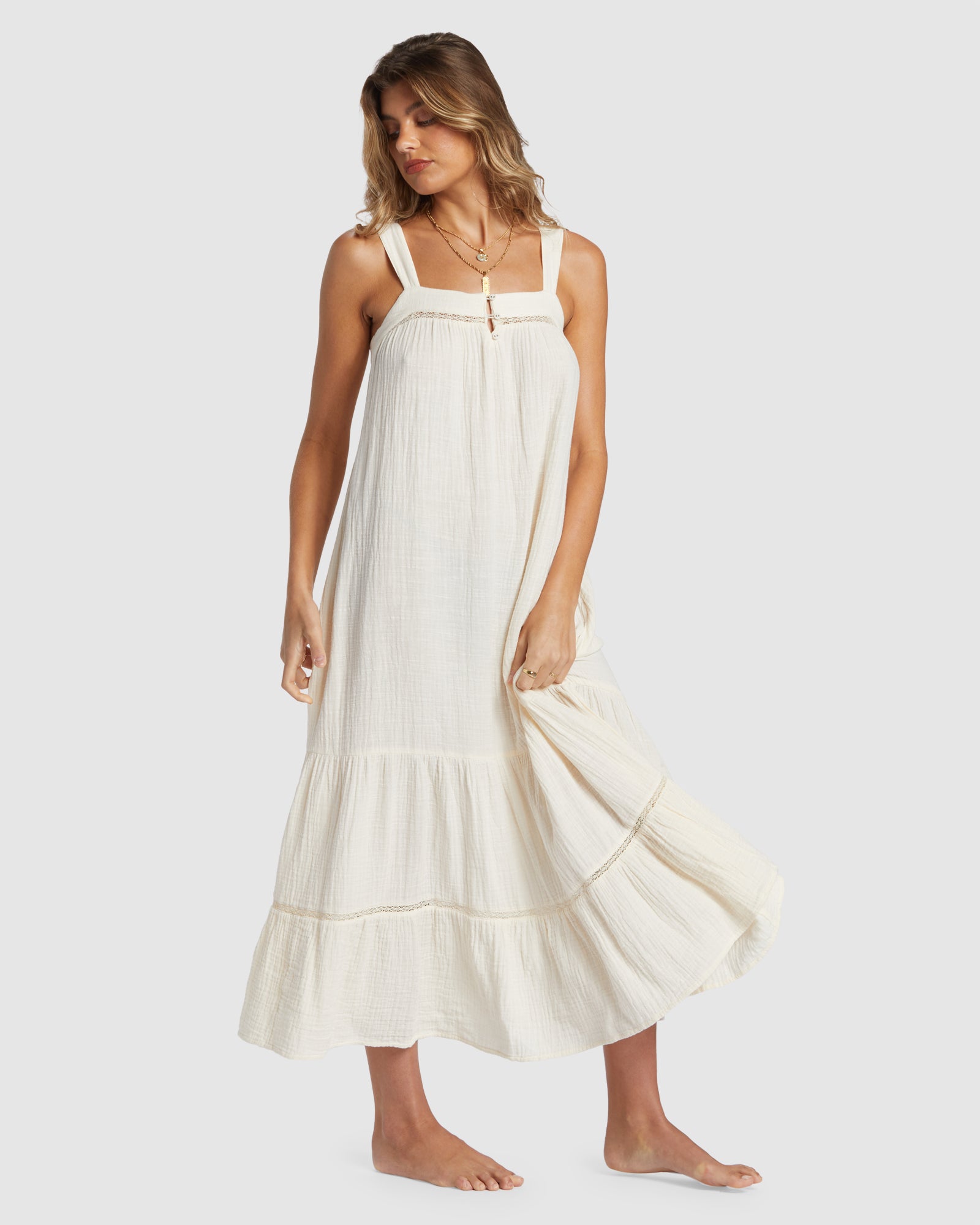 Womens Summers End Maxi Dress White Cap - Image 2
