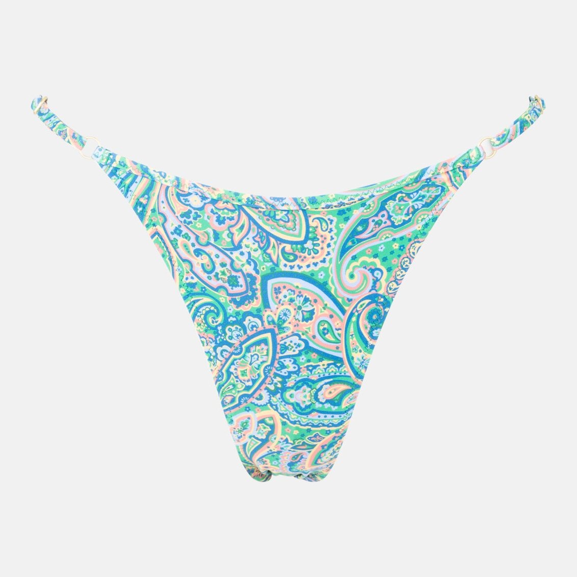 Cabo Paisley Adjustable Side Hi Cut String Pant Green - Image 1