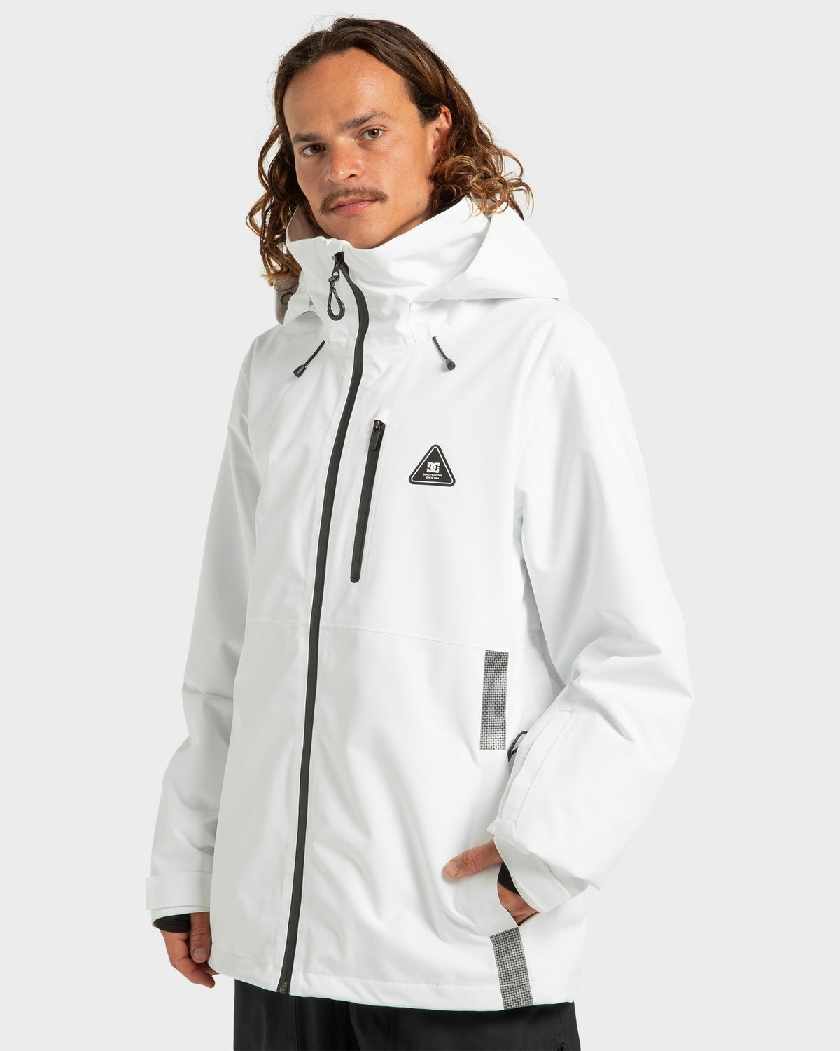 Mens Basis 30K Snowboard Jacket White / Black - Image 3