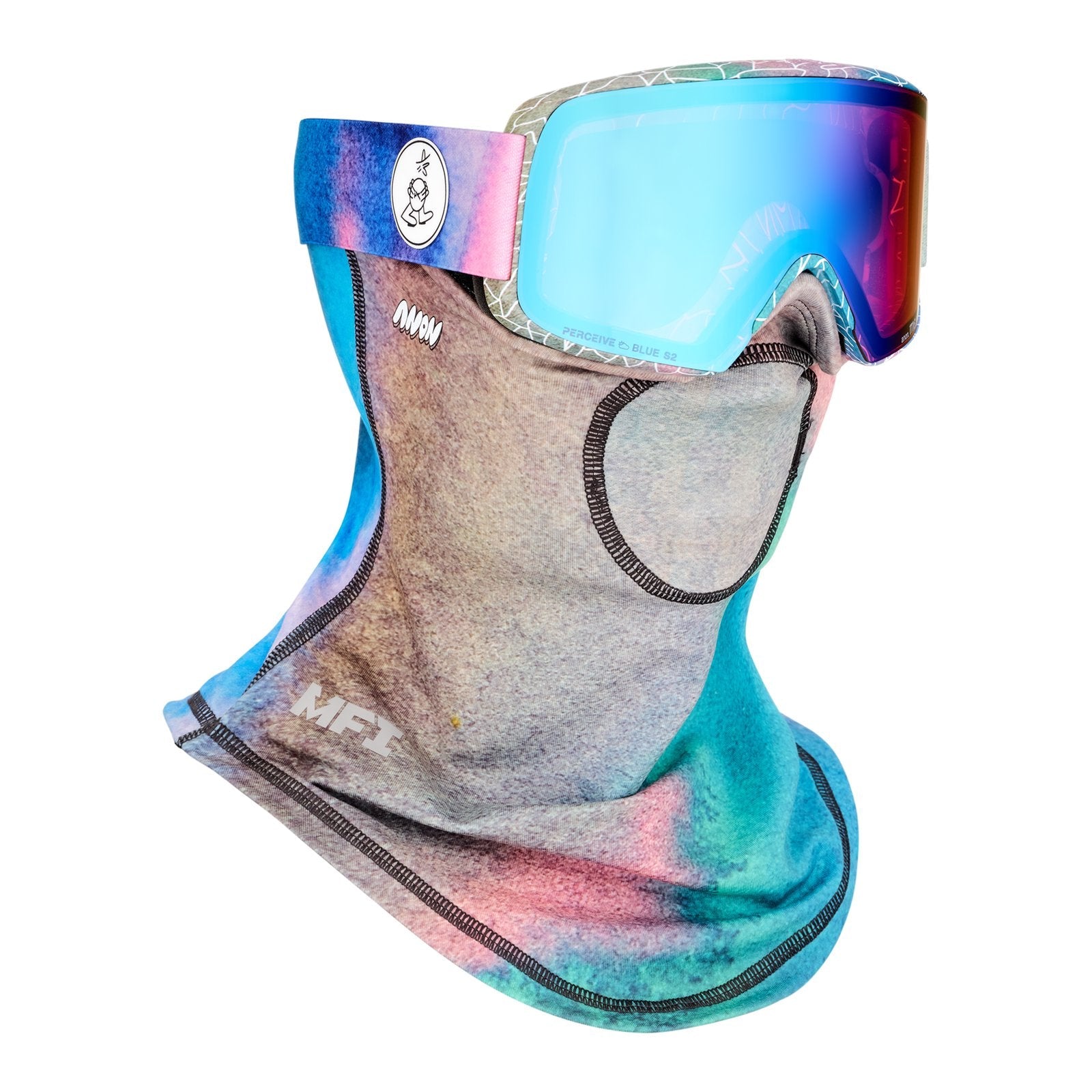 Encounters With Lucas Beaufort M6S Low Bridge Fit Goggles + Bonus Lens + Mfi Face Mask LB Watercolor - Perceive Variable Blue Lens (21% / S2) w/ Perceive Cloudy Pink Lens (53% / S1) - Image 5