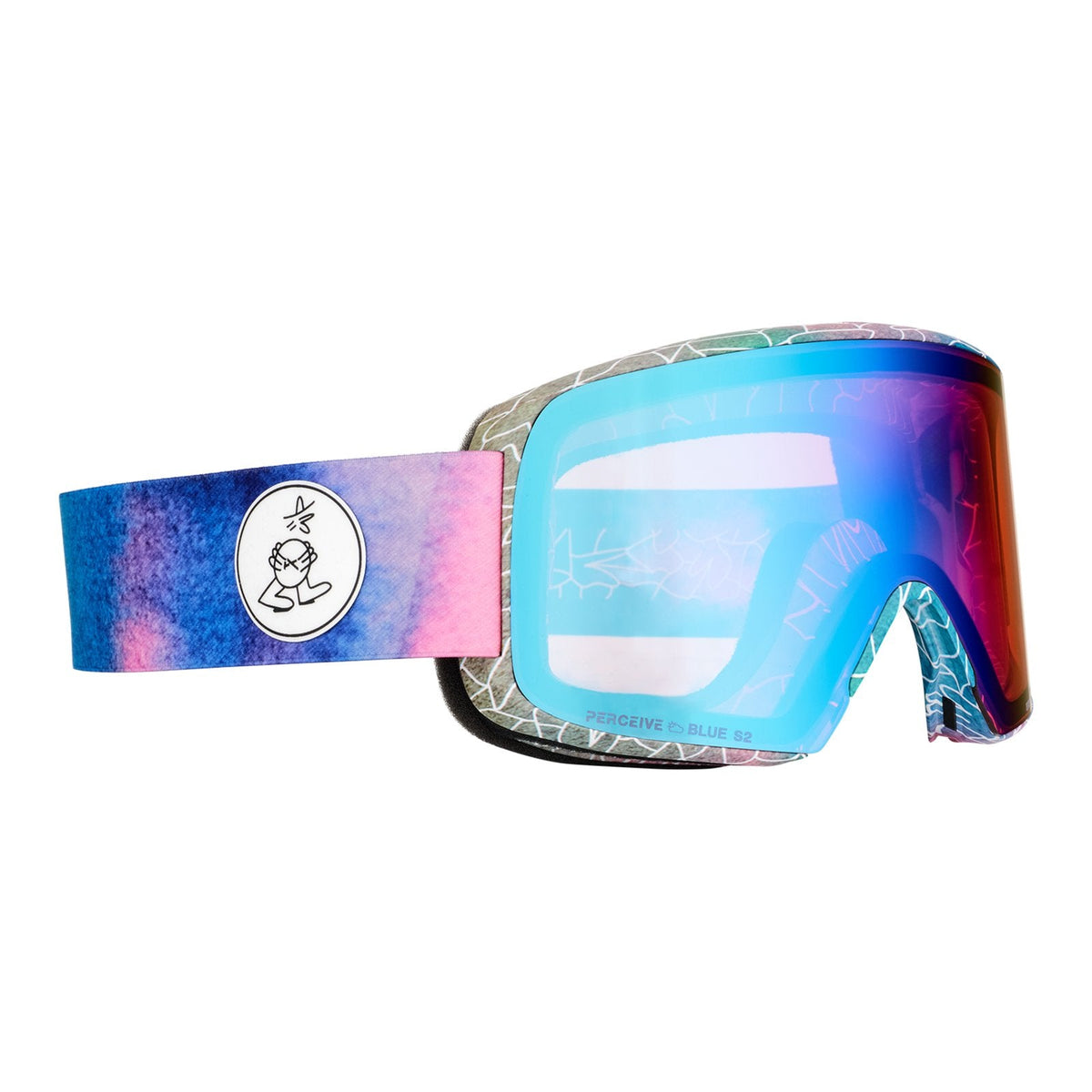 Encounters With Lucas Beaufort M6S Low Bridge Fit Goggles + Bonus Lens + Mfi Face Mask LB Watercolor - Perceive Variable Blue Lens (21% / S2) w/ Perceive Cloudy Pink Lens (53% / S1) - Image 3