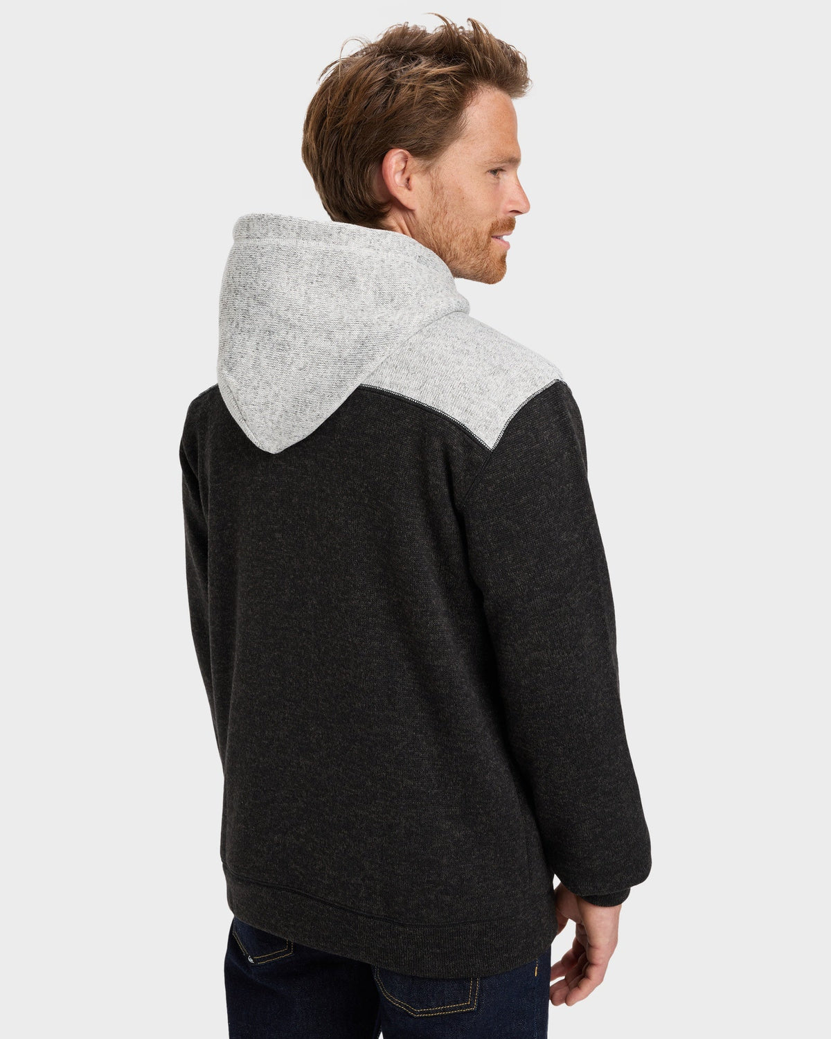 Mens Keller Block Zip Hooded Jumper Black Heather - Image 2