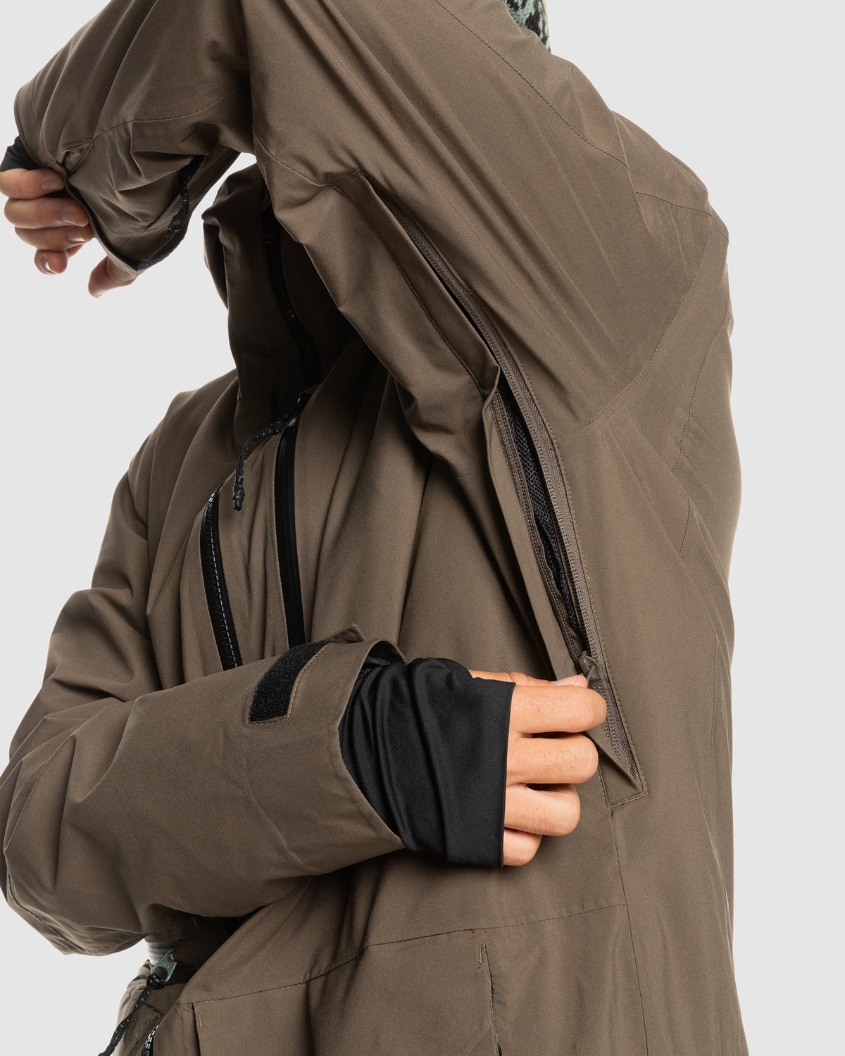 Mens Quest Stretch Snowboard Jacket Canteen - Image 11