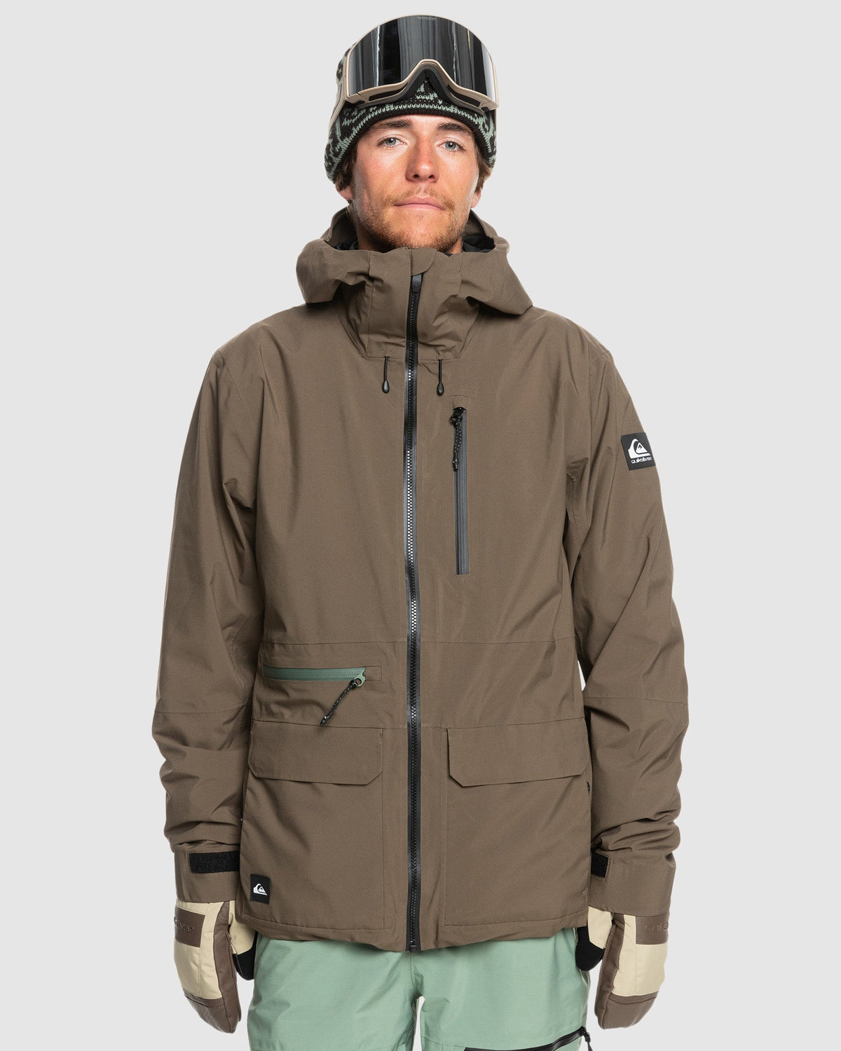 Mens Quest Stretch Snowboard Jacket Canteen - Image 1