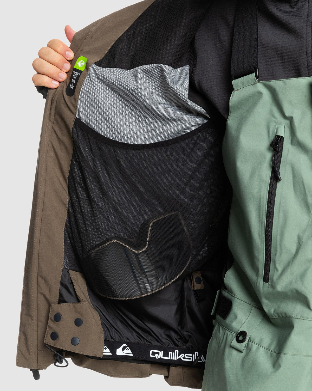 Mens Quest Stretch Snowboard Jacket Canteen - Image 13