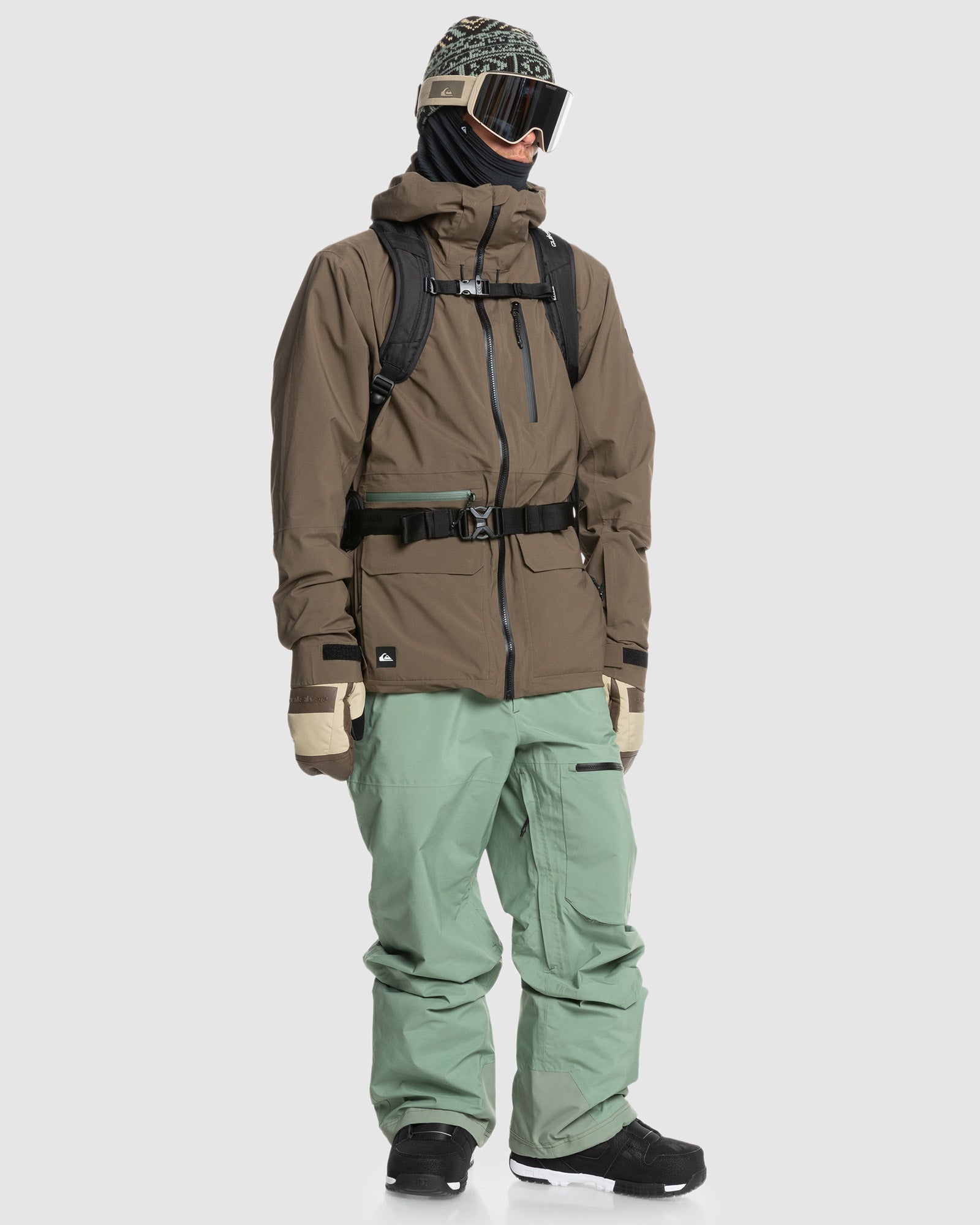 Mens Quest Stretch Snowboard Jacket Canteen - Image 14