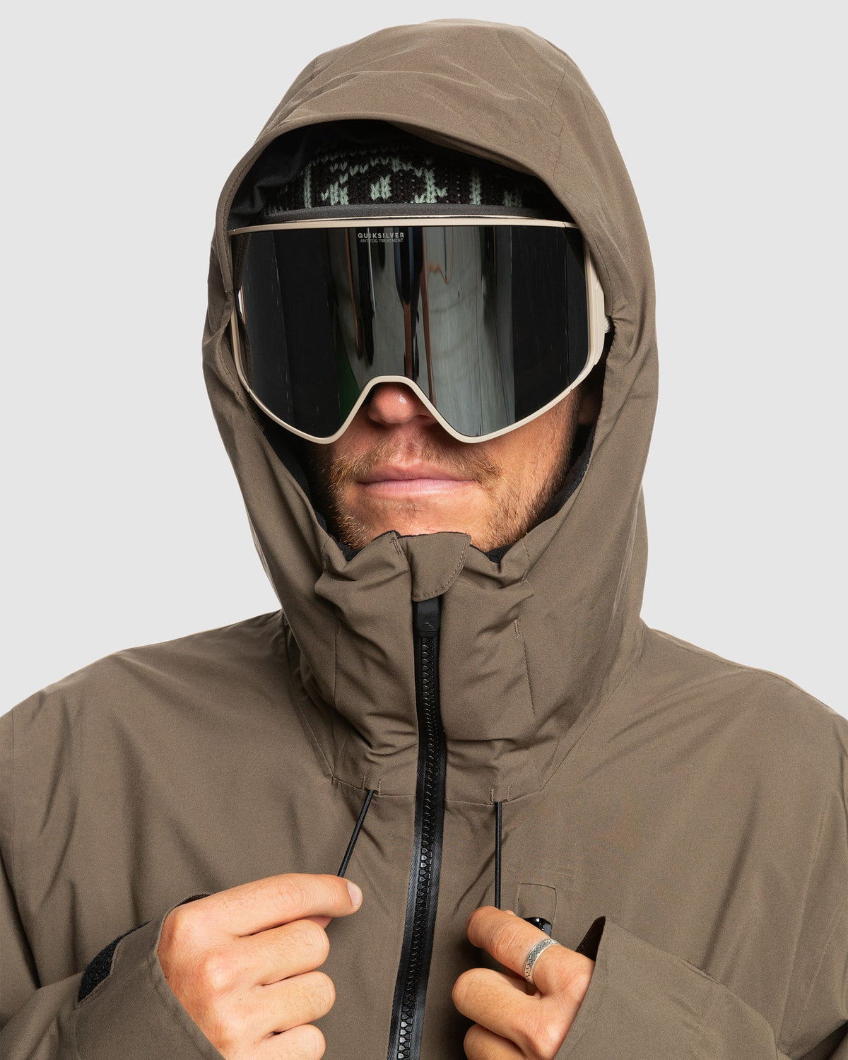 Mens Quest Stretch Snowboard Jacket Canteen - Image 4