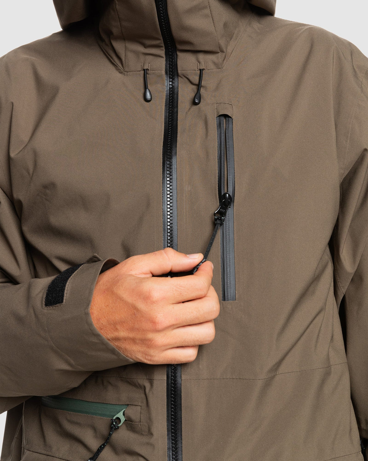 Mens Quest Stretch Snowboard Jacket Canteen - Image 6