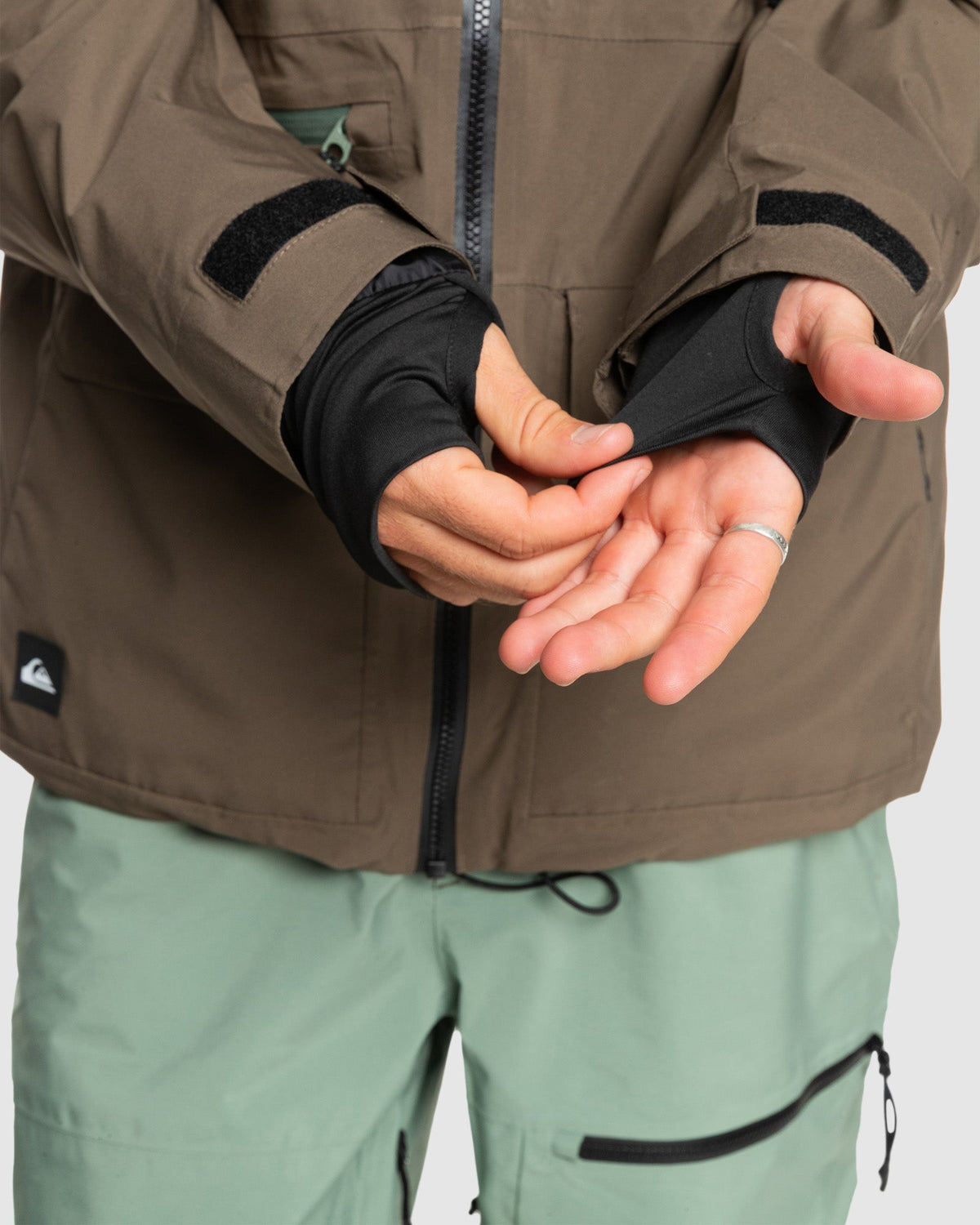 Mens Quest Stretch Snowboard Jacket Canteen - Image 7