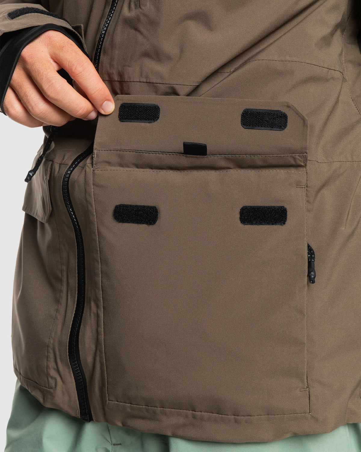 Mens Quest Stretch Snowboard Jacket Canteen - Image 10