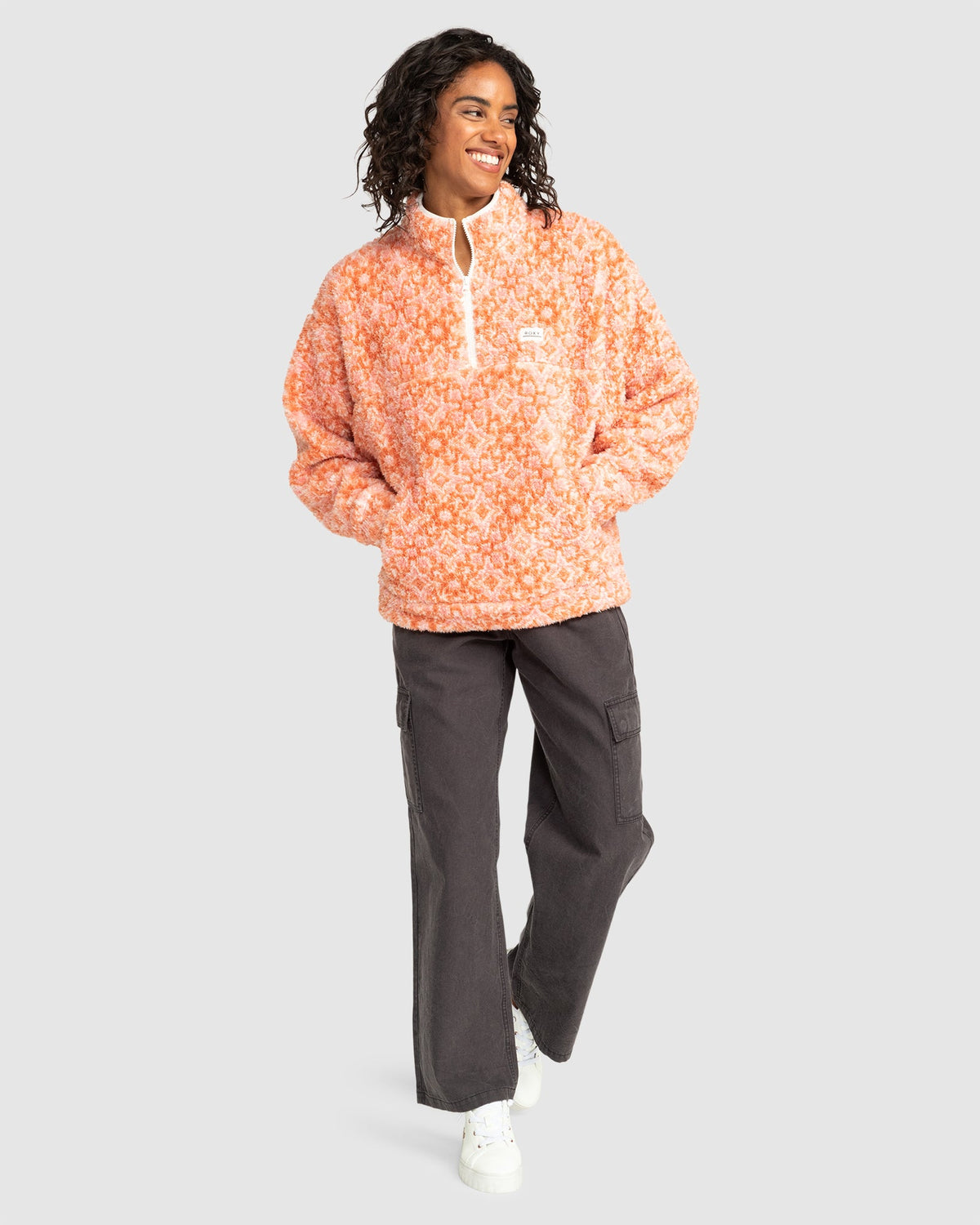 Womens Jive Talking Half Zip Polar Fleece Fresco Tile Apricot Brandy - Image 5