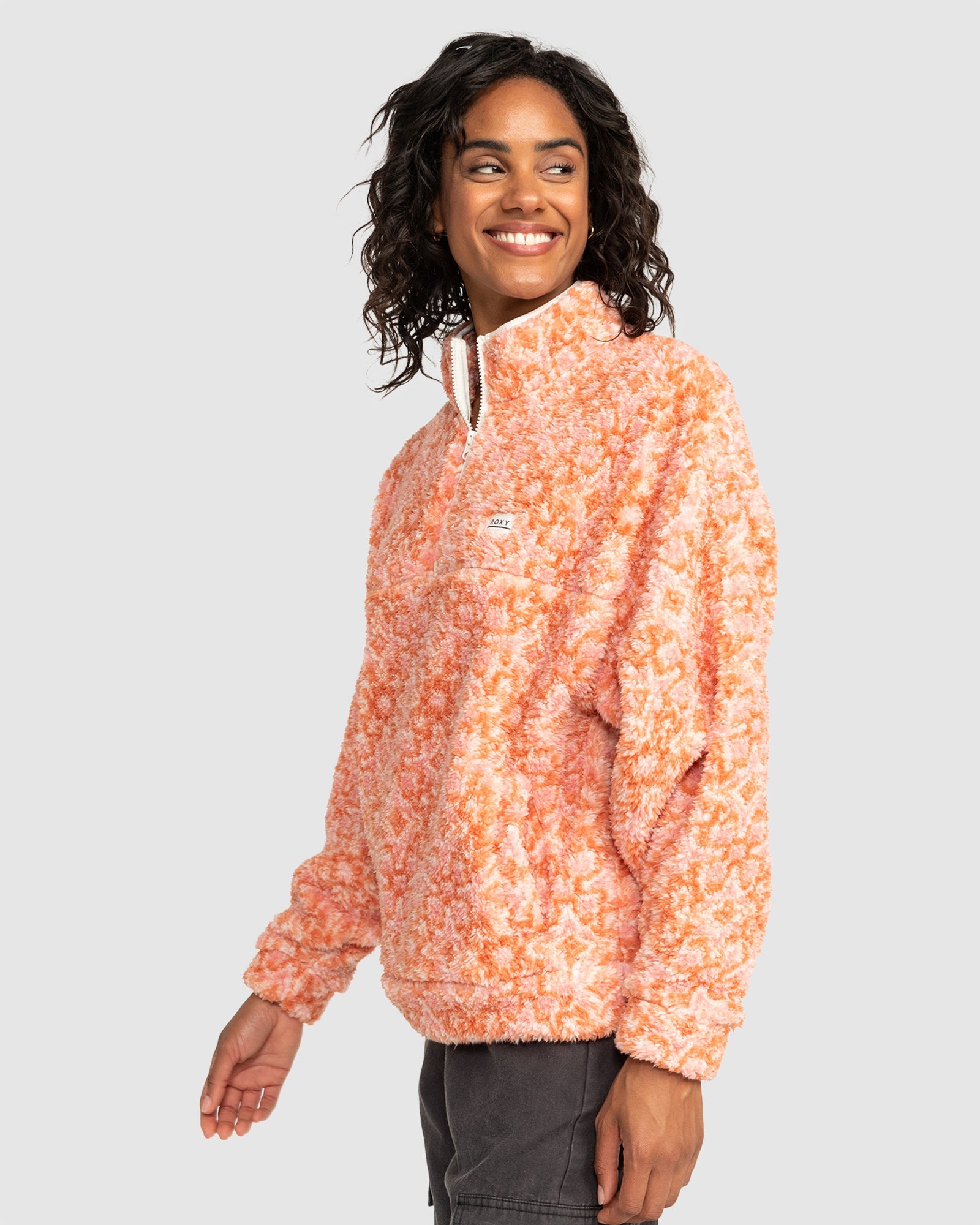 Womens Jive Talking Half Zip Polar Fleece Fresco Tile Apricot Brandy - Image 2