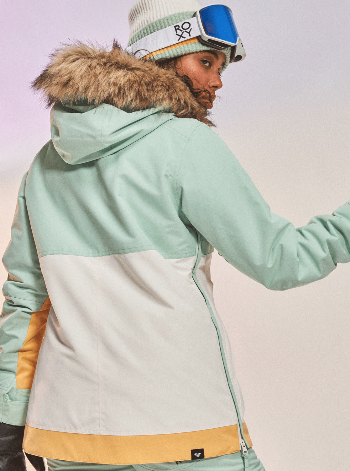 Ski jacket on sale for women roxy slim fit small teal green