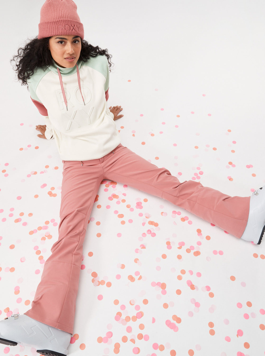 Roxy Womens Rising High Technical Snow Pants Dusty Rose