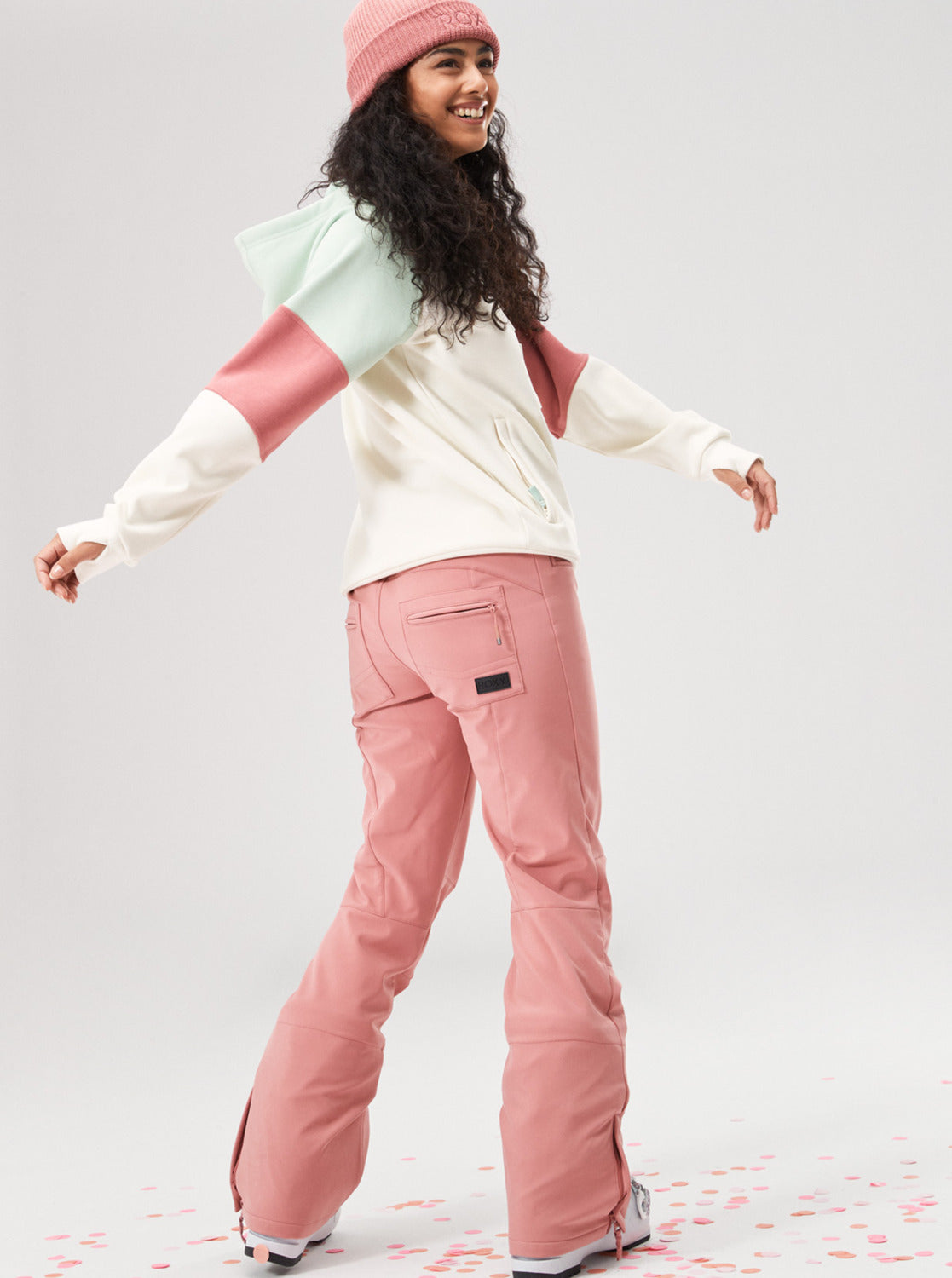 Roxy Womens Rising High Technical Snow Pants Dusty Rose