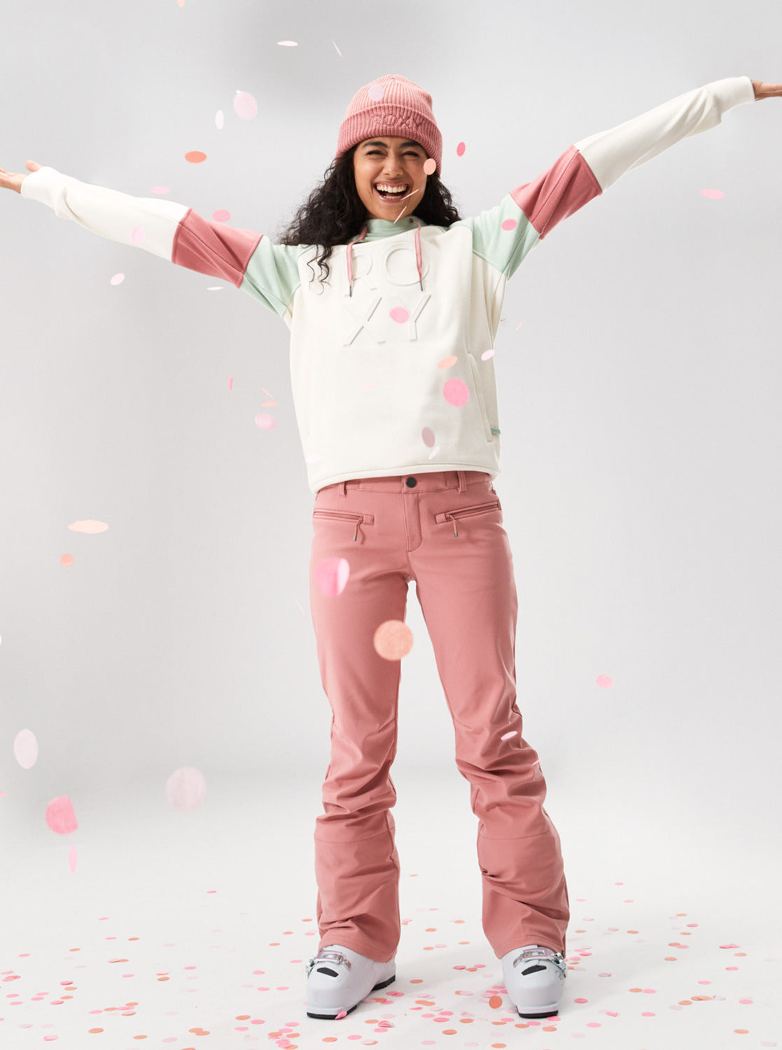 Roxy Womens Rising High Technical Snow Pants Dusty Rose