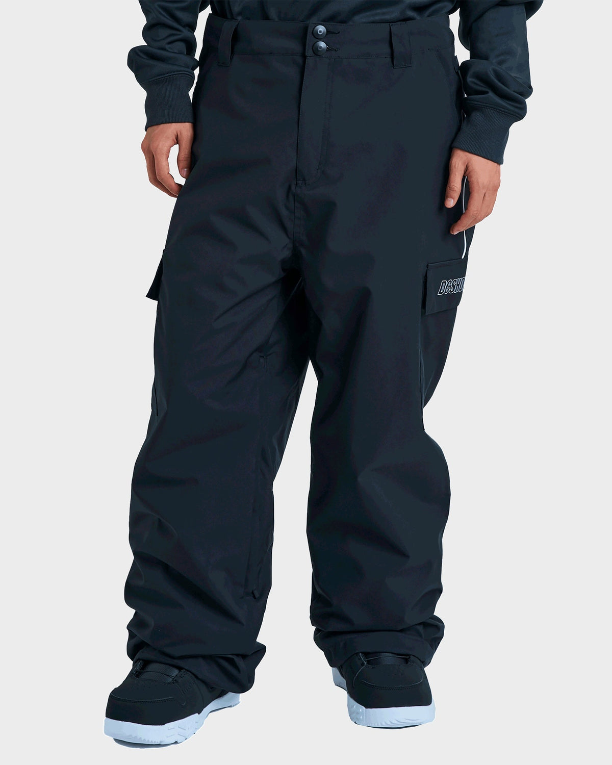 Mens Wide Cargo Snowboard Pants Black - Image 1
