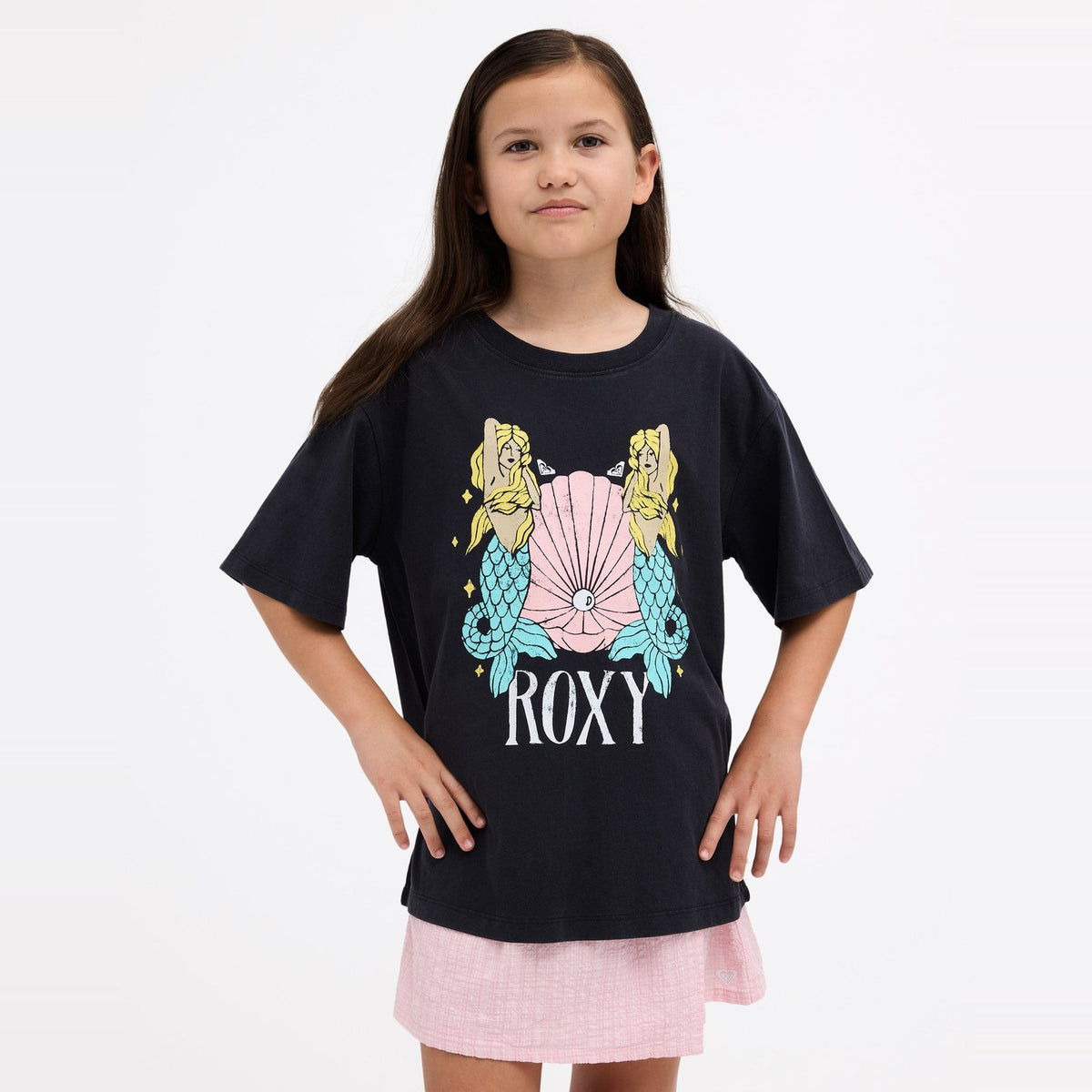 Girls Mermaid T-Shirt True Black - Image 1