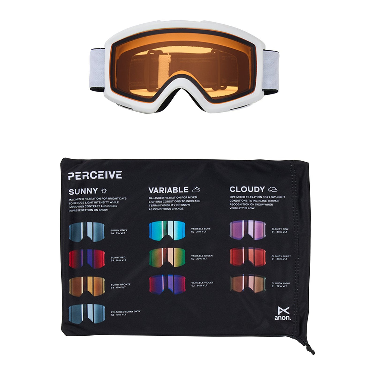 Helix 2.0 Low Bridge Fit Goggles (Non-Mirror) White - Amber Lens (55% / S1) - Image 5