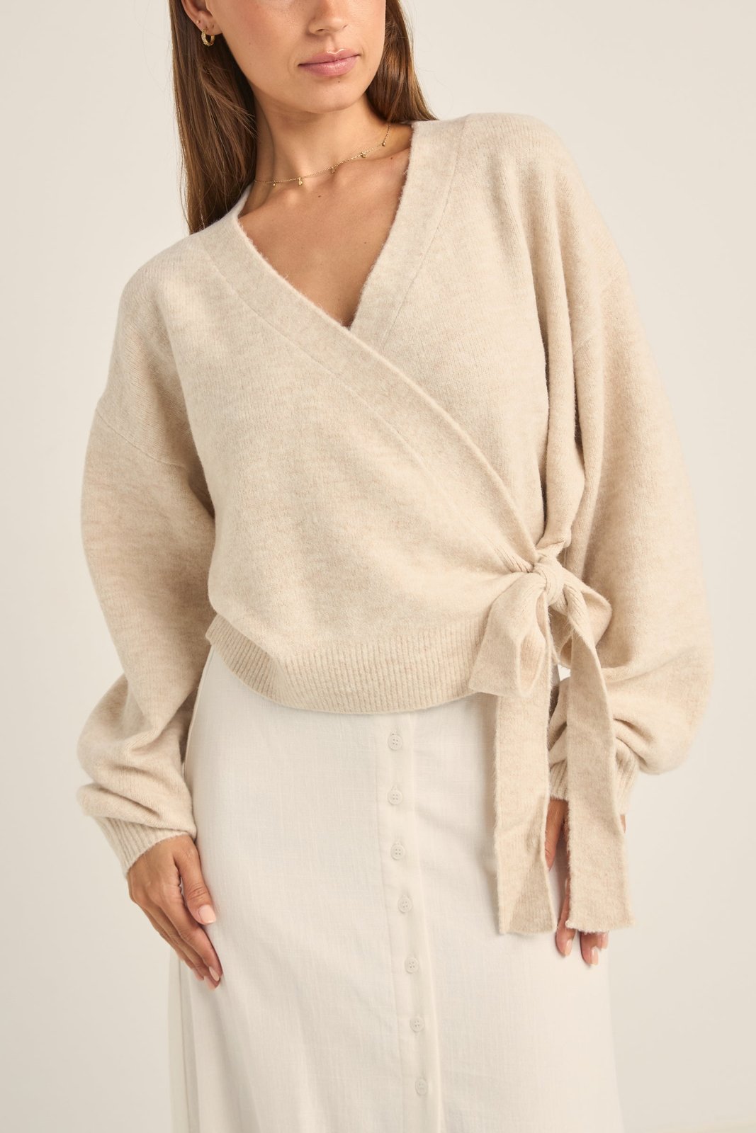 Lexie Wrap Front Knit Natural - Image 1