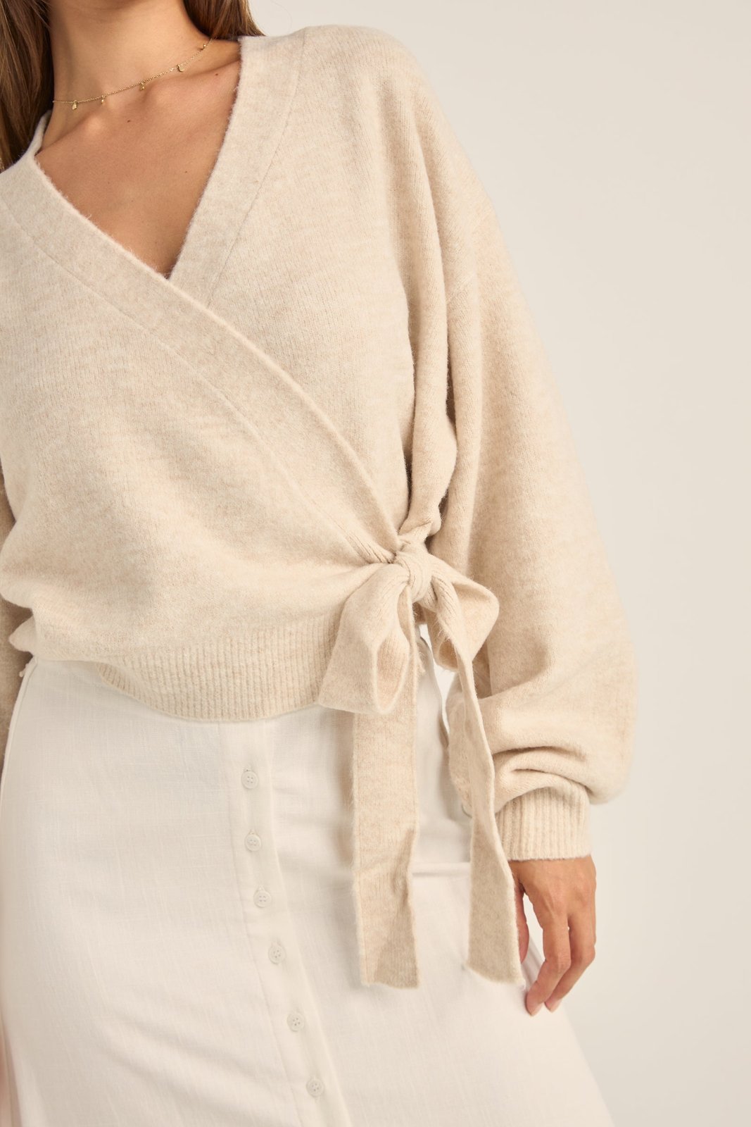 Lexie Wrap Front Knit Natural - Image 2