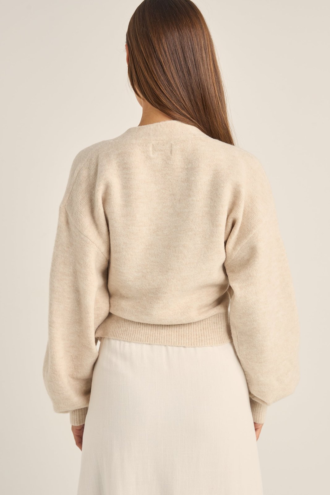 Lexie Wrap Front Knit Natural - Image 3