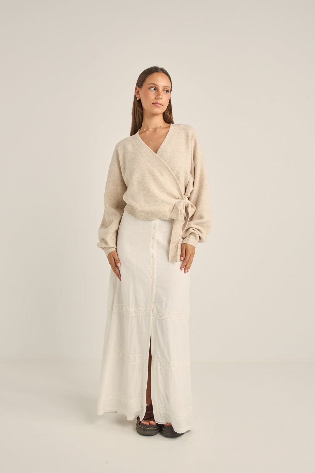 Lexie Wrap Front Knit Natural - Image 4
