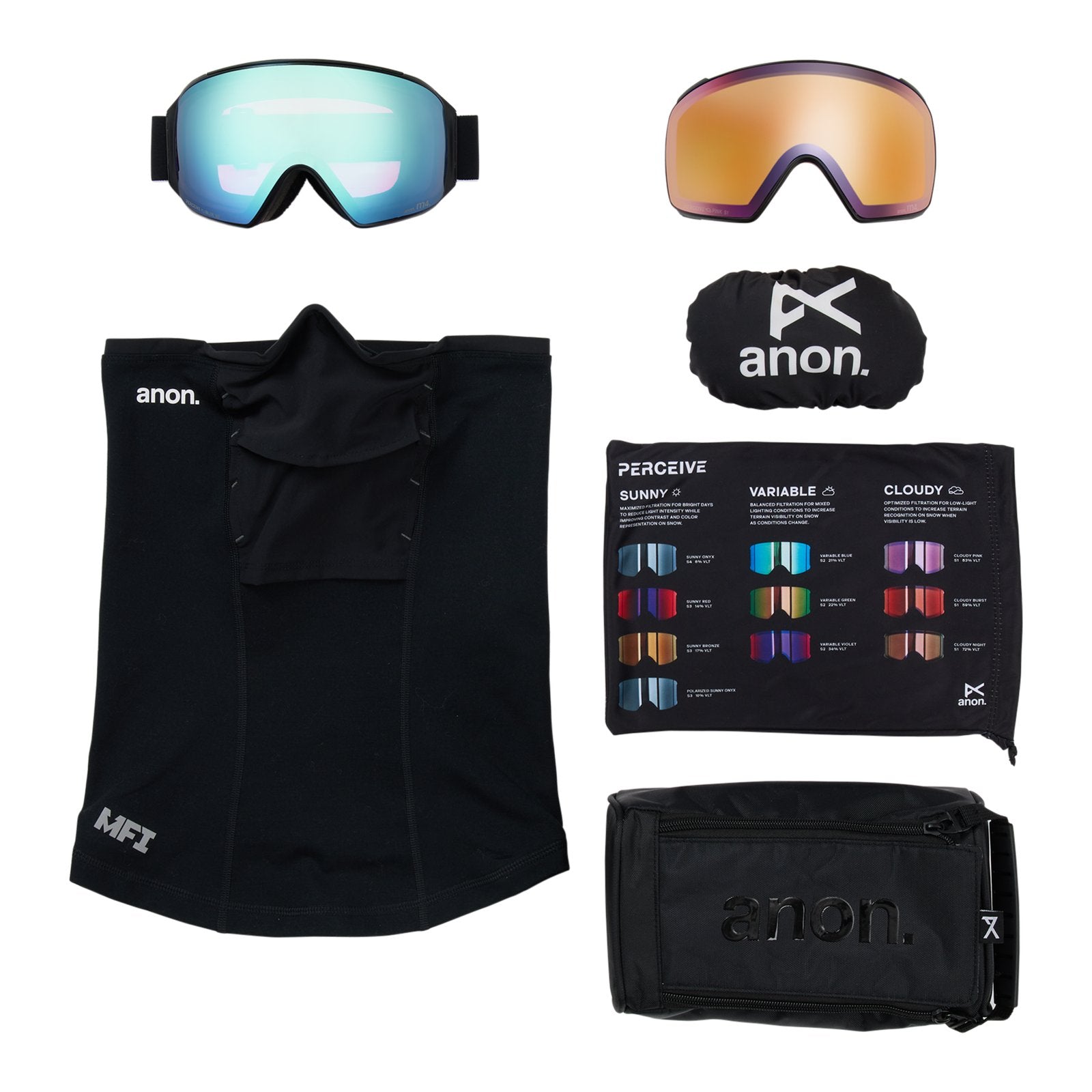 M4 Goggles (Toric) + Bonus Perceive Lens + Mfi Face Mask Black - Perceive Variable Blue Lens (21% / S2) w/ Perceive Cloudy Pink Lens (53% / S1) - Image 6