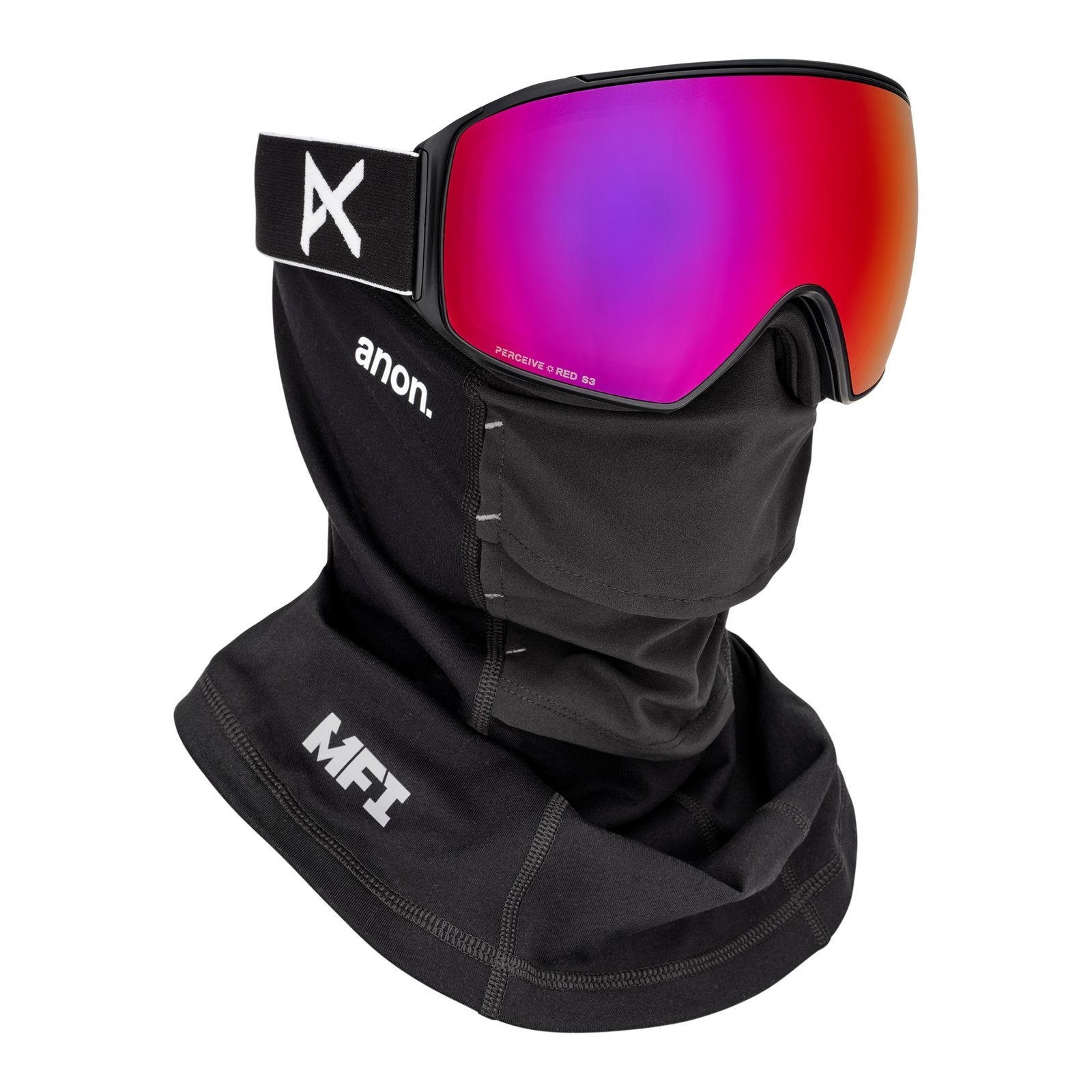 M4 Low Bridge Fit Goggles (Cylindrical) + Bonus Lens + Mfi Face Mask Black - Perceive Sunny Red Lens (14% / S3) w/ Perceive Cloudy Burst Lens (59% / S1) - Image 5