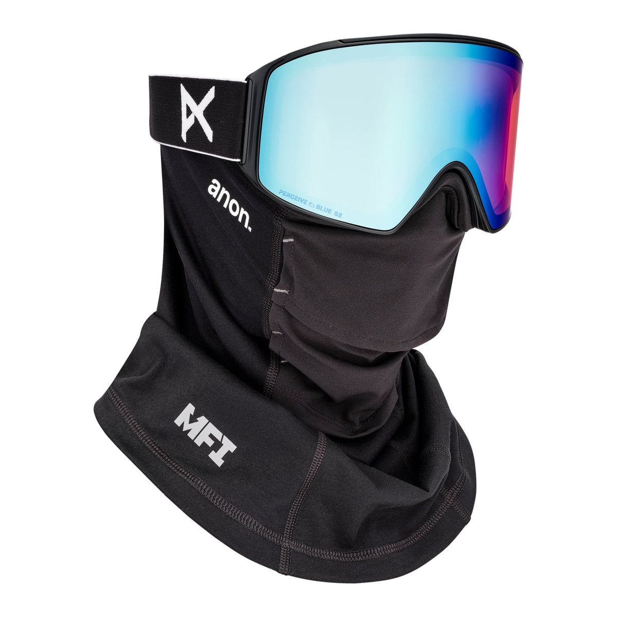 M4 Low Bridge Fit Goggles (Cylindrical) + Bonus Lens + Mfi Face Mask Black - Perceive Variable Blue Lens (21% / S2) w/ Perceive Cloudy Pink Lens (53% / S1) - Image 5