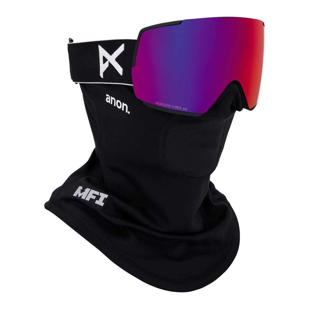 M5 Low Bridge Fit Goggles + Bonus Lens + Mfi Face Mask Black - Perceive Sunny Red Lens (14% / S3) w/ Perceive Cloudy Burst Lens (59% / S1) - Image 5