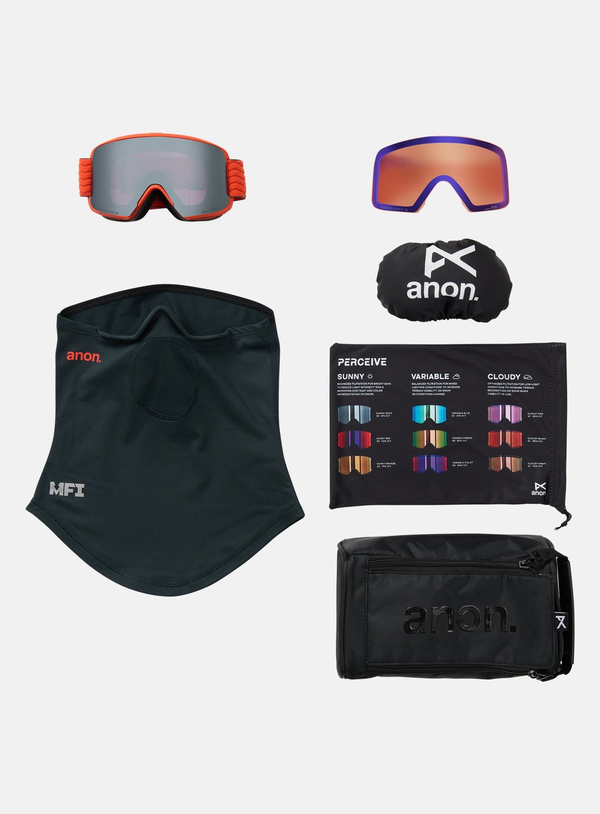 M6 Goggles + Bonus Lens + Mfi Face Mask Fiesta Red - Perceive Sunny Onyx Lens - Image 6
