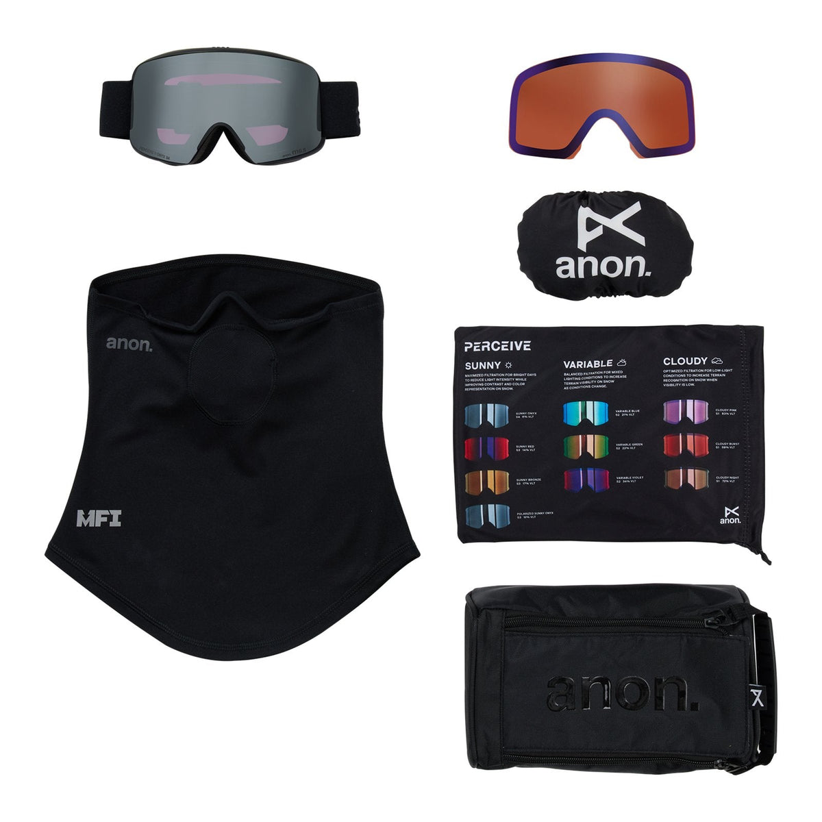 M6 Goggles + Bonus Lens + Mfi Face Mask Smoke - Perceive Sunny Onyx Lens (6% / S4) w/ Perceive Variable Violet Lens (34% / S2) - Image 6