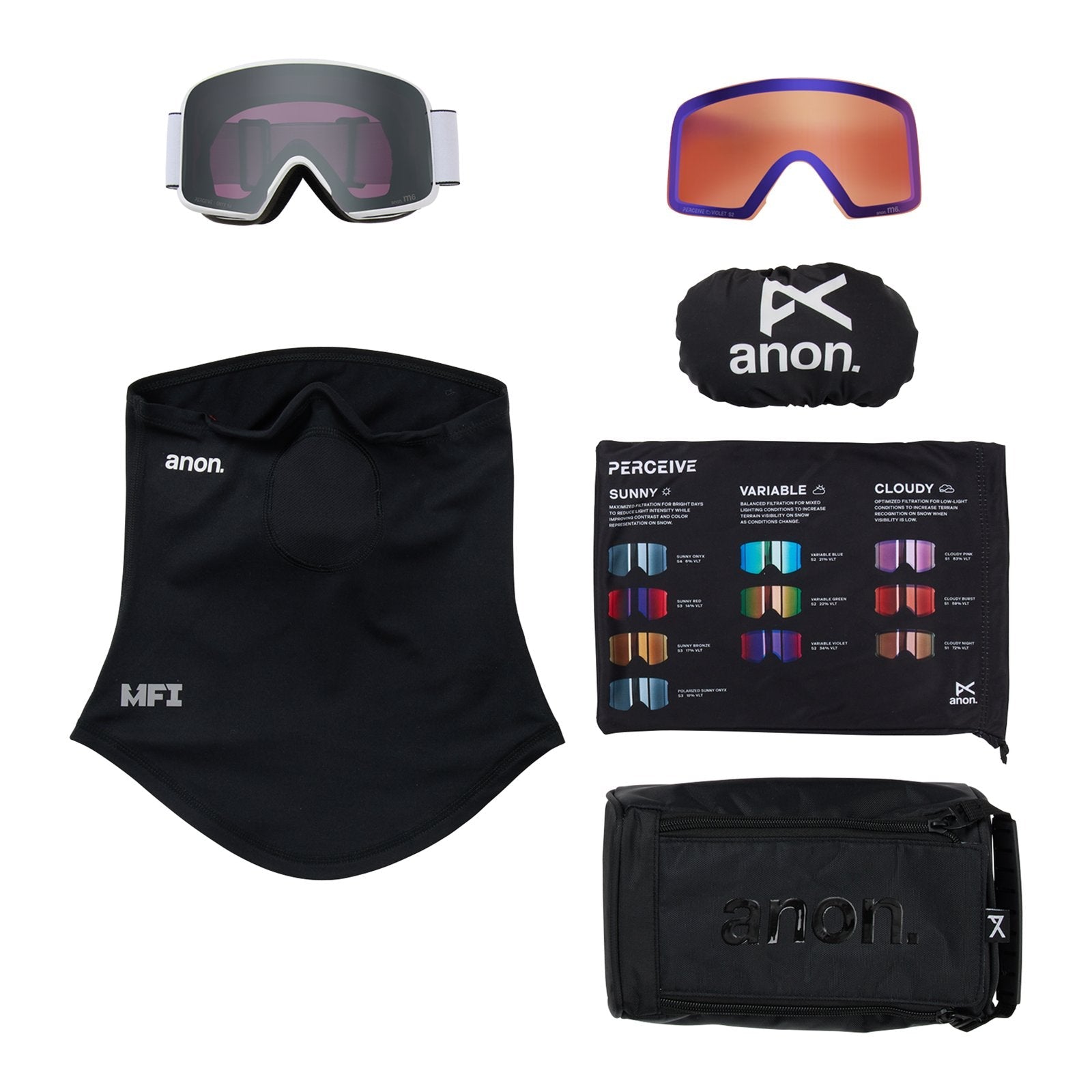 M6 Goggles + Bonus Lens + Mfi Face Mask White - Perceive Sunny Onyx Lens (6% / S4) w/ Perceive Variable Violet Lens (34% / S2) - Image 6