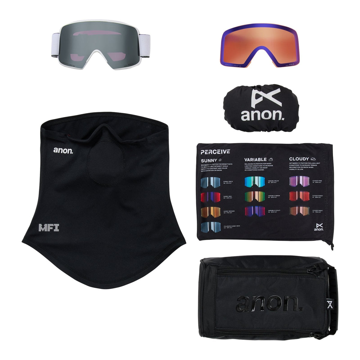 M6S Goggles + Bonus Lens + Mfi Face Mask White - Perceive Sunny Onyx Lens (6% / S4) w/ Perceive Variable Violet Lens (34% / S2) - Image 6