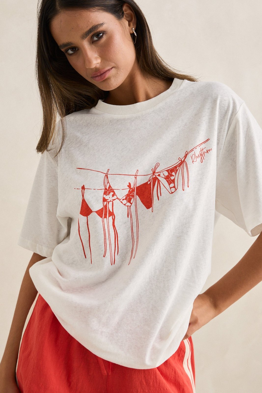 Melia Oversized T-Shirt Red - Image 1