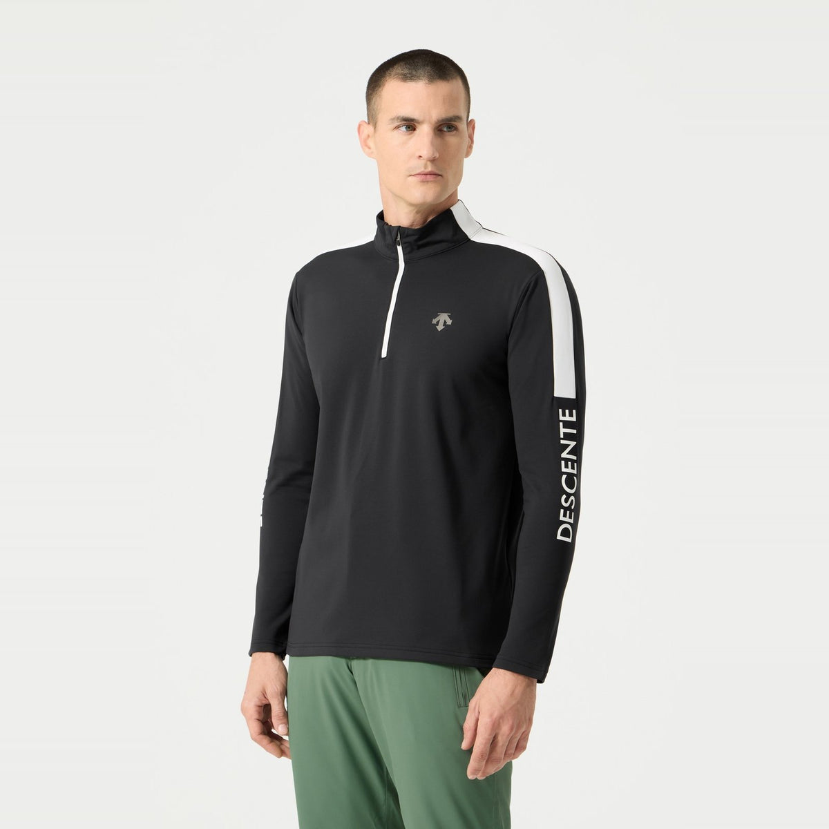 Mens Colour Block T-Neck Skivvy Black / White - Image 1