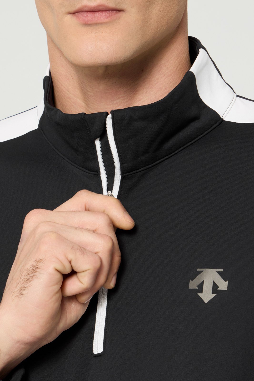 Mens Colour Block T-Neck Skivvy Black / White - Image 5