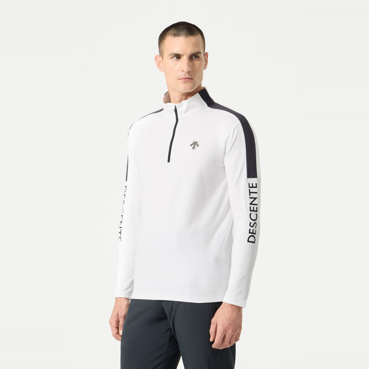 Mens Colour Block T-Neck Skivvy White / Black - Image 8