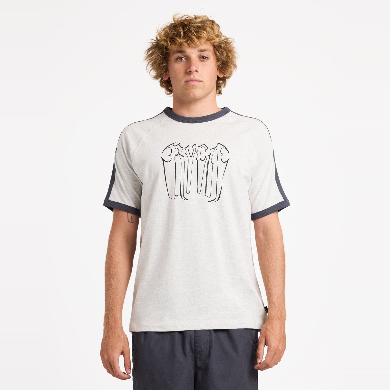 Mens Melt Down Ringer T-Shirt Ash Heather - Image 1