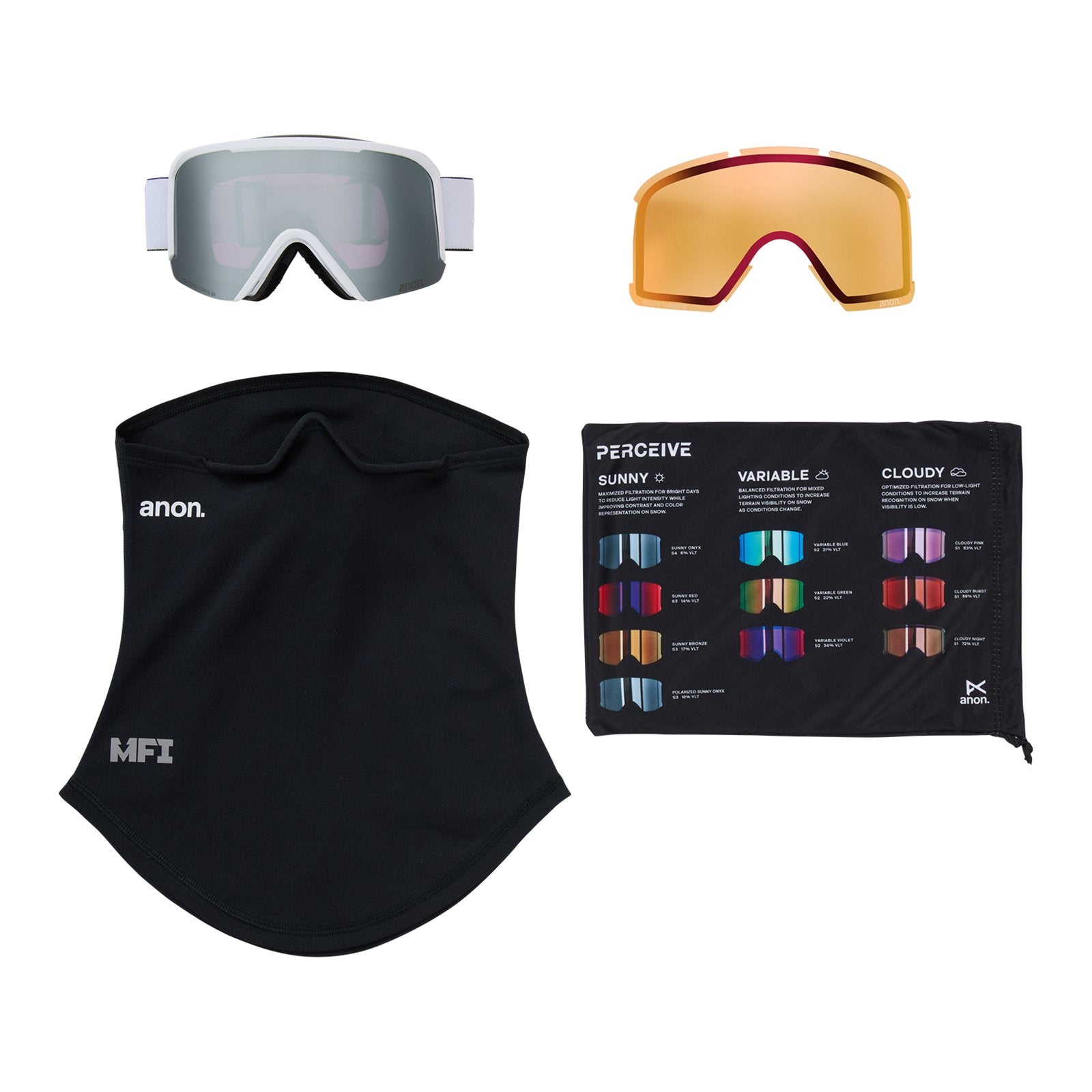 Nesa S Goggles White - Perceive Sunny Onyx Lens (6% / S4) w/ Perceive Cloudy Burst Lens (59% / S1) - Image 6