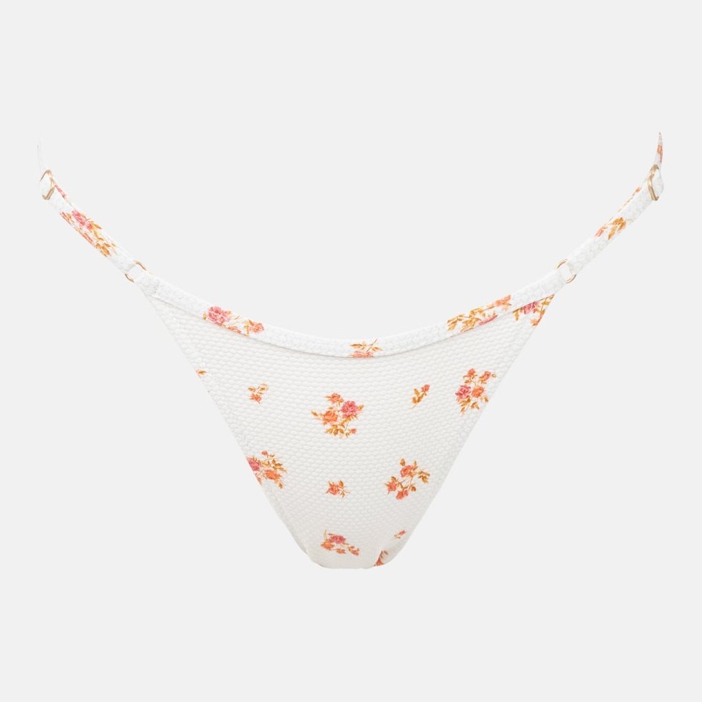 Rosie Floral Adjustable Side Hi Cut String Pant White - Image 1