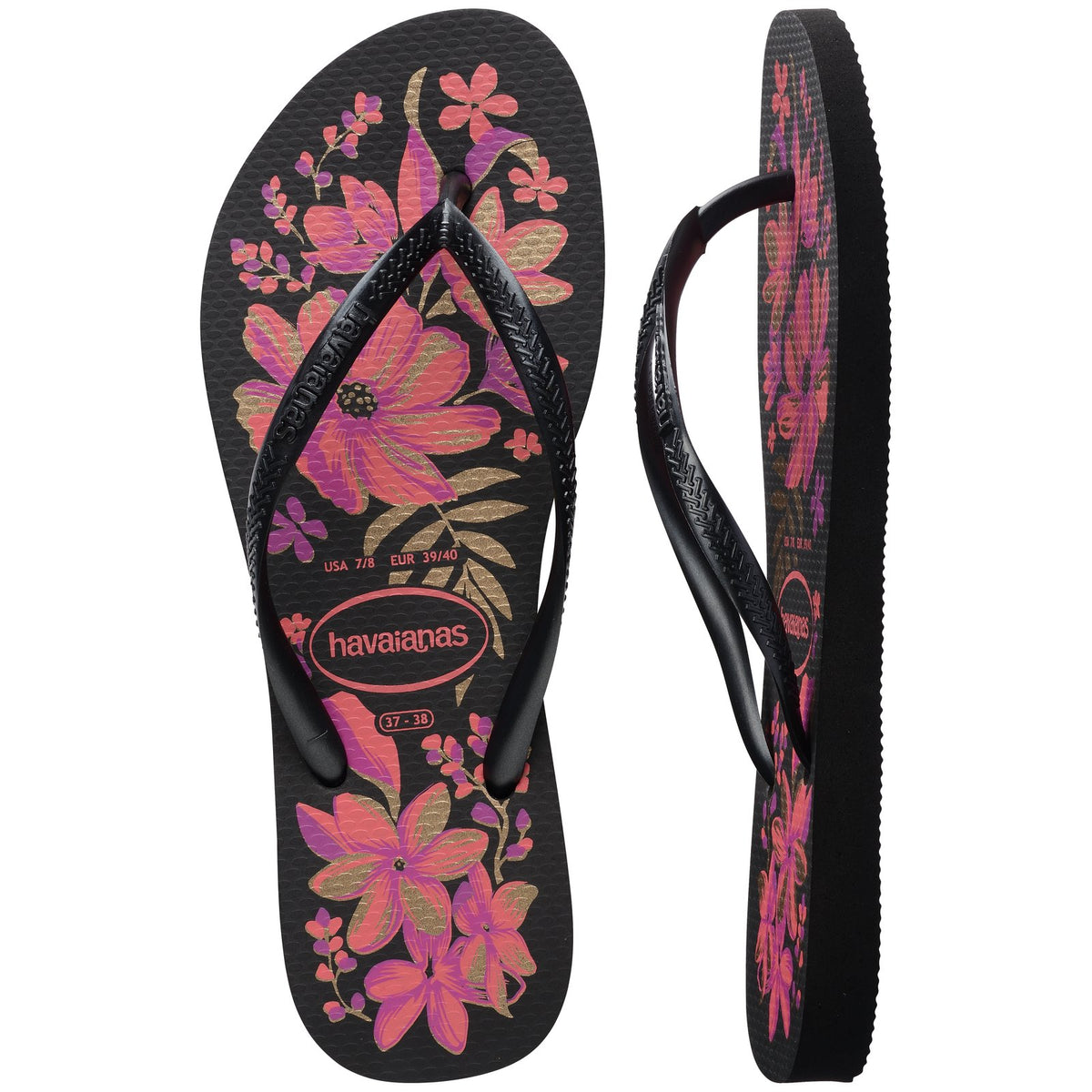 Slim Organic Thongs Black / Grey / Gold - Image 1