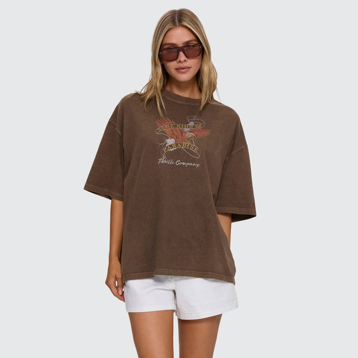 Banner Of Strength Oversized Tee Cocoa - Image 1