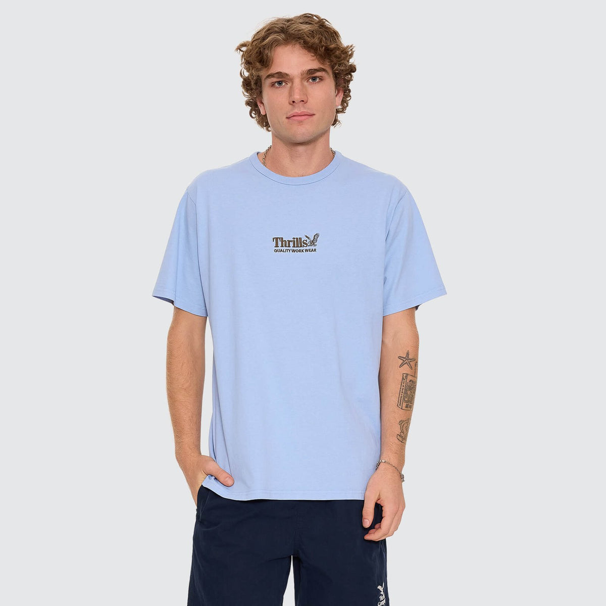 Workwear Embro Merch Fit Tee Placid Blue - Image 1