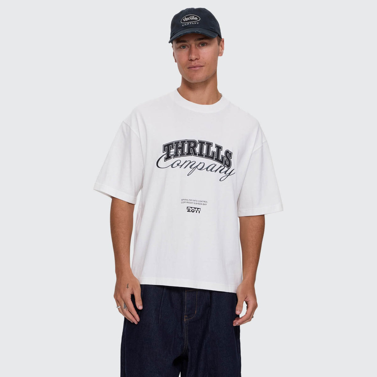 Spiraling Box Crop Tee Dirty White - Image 1
